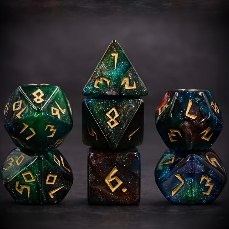 Cosmic Vista Polyhedral Dice Set – Night Sky Blanket, Galactic Plane, Nebulous Ocean (7-Piece)