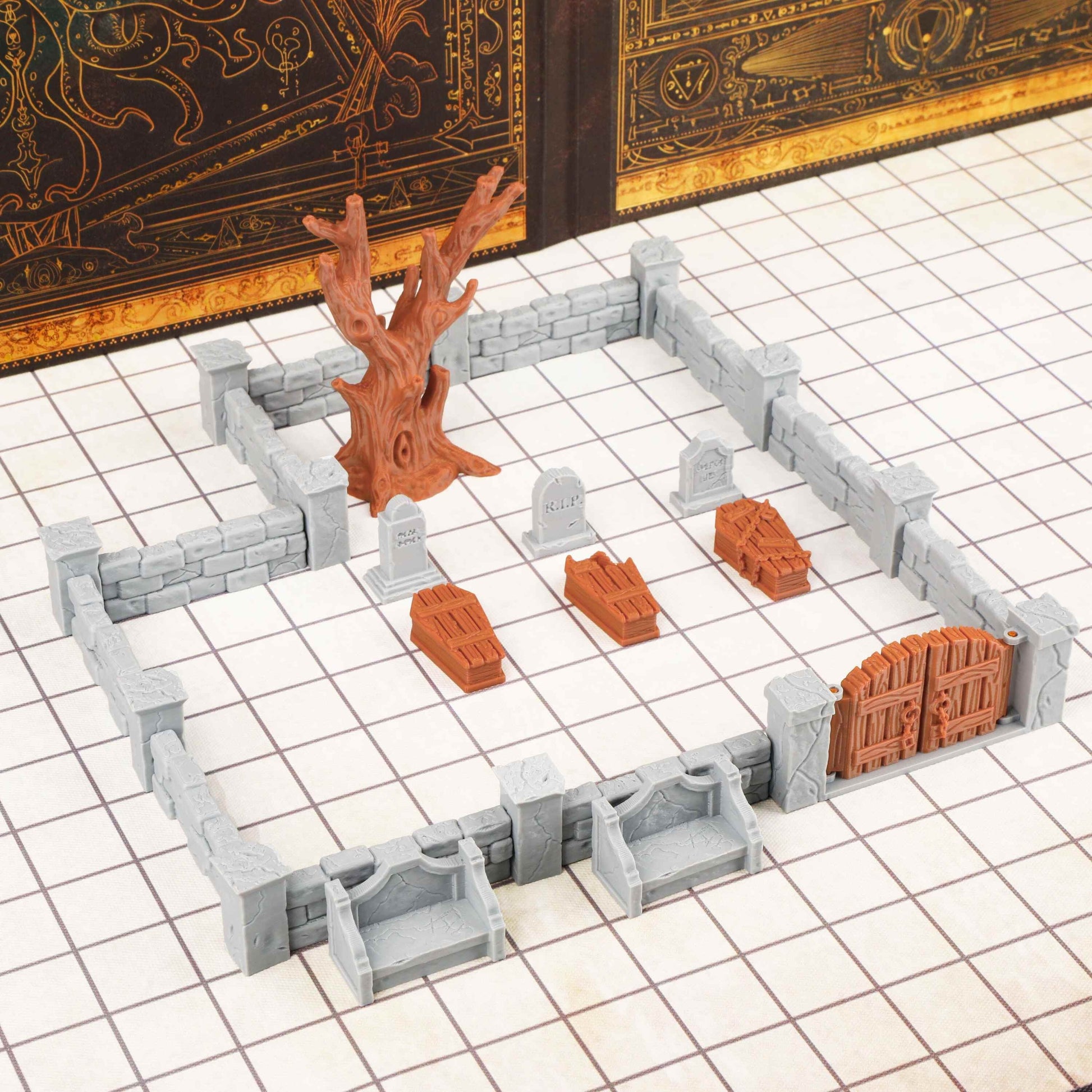 DnD Miniature Graveyard Terrain Set 28mm RPG Building Kit