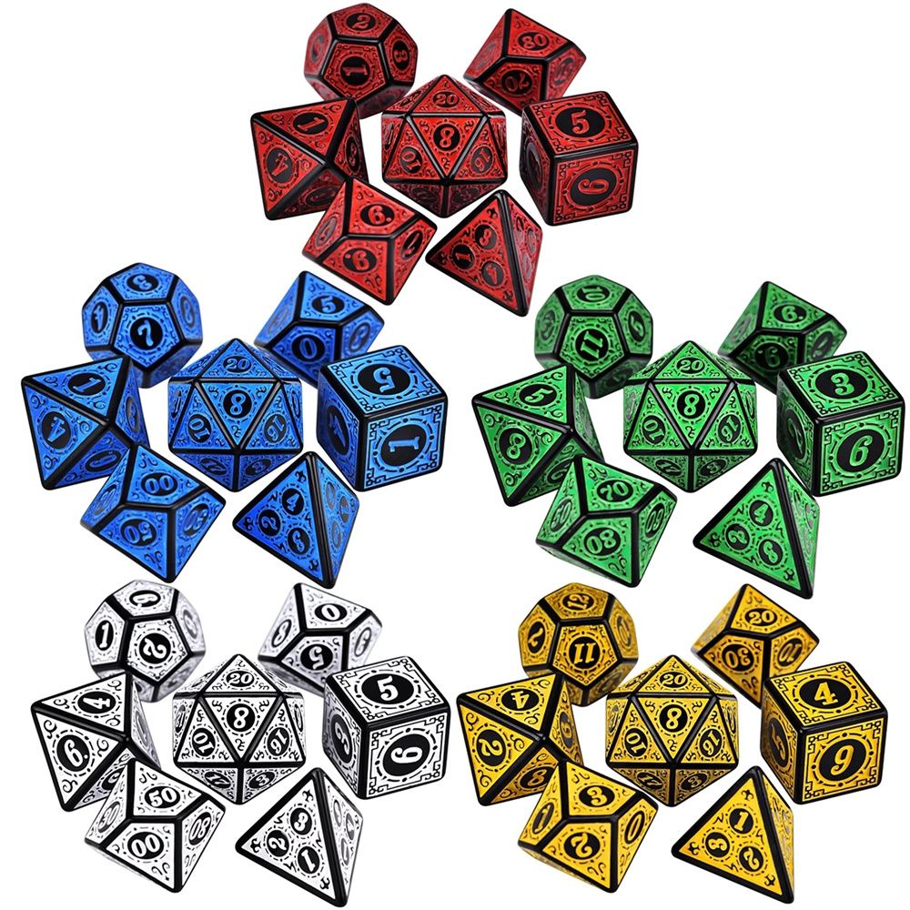 Acrylic Polyhedral Dice Monochrome Starter Set – 7-Piece DM Essentials Kit