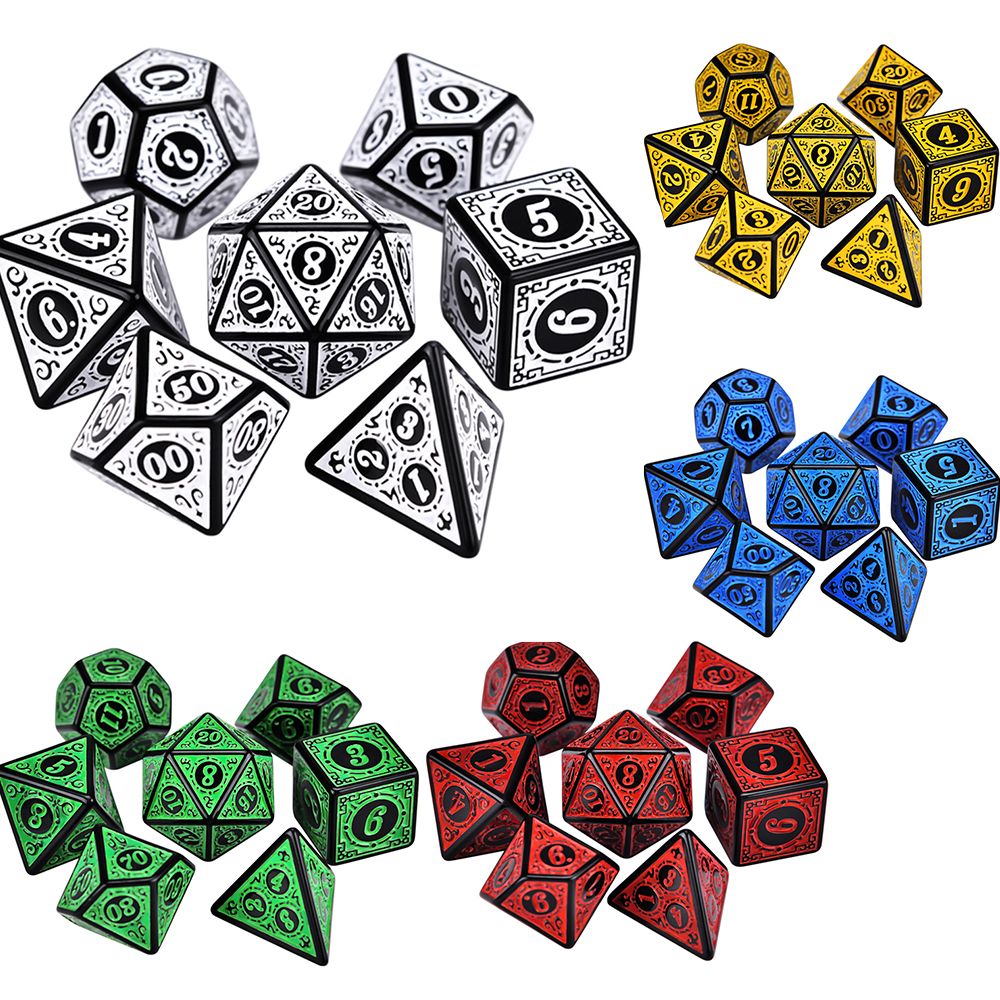 Acrylic Polyhedral Dice Monochrome Starter Set – 7-Piece DM Essentials Kit