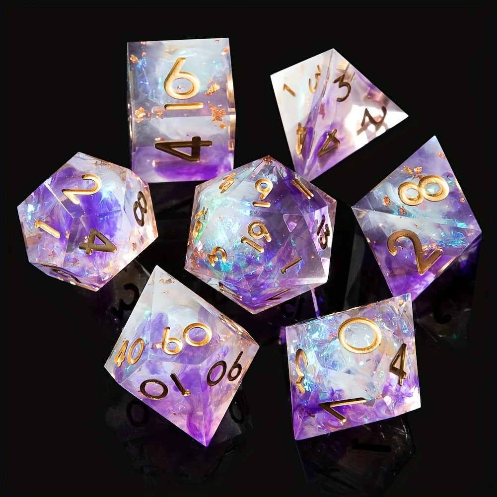 Two-Tone Polyhedral Dice Collection – 7-Piece Sets in Blaze Fury, Frostbite Azure, Nebula Orchid & Glacial Drift