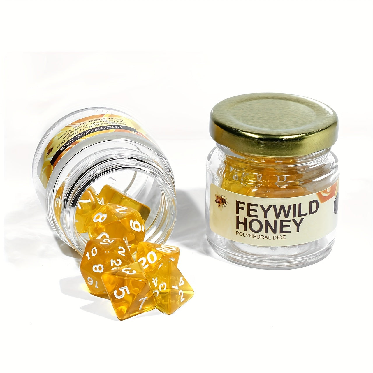 Fey Wild Honey 7pc Dice Set with Labeled Jar