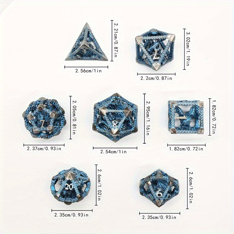 3D Dragon Hollow-Face Polyhedral Metal Dice Collection