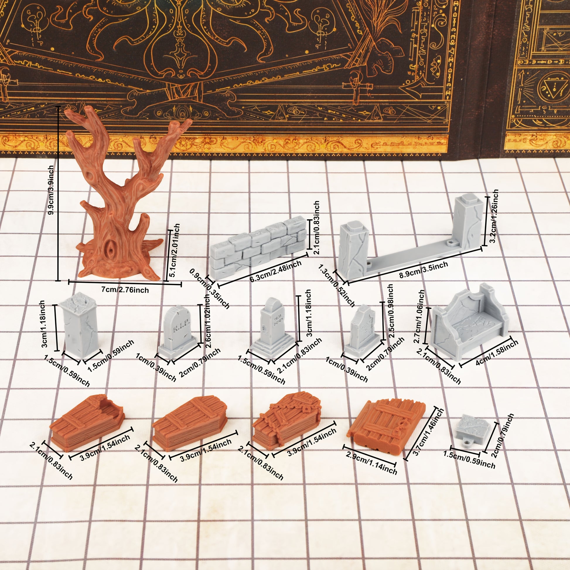 DnD Miniature Graveyard Terrain Set 28mm RPG Building Kit