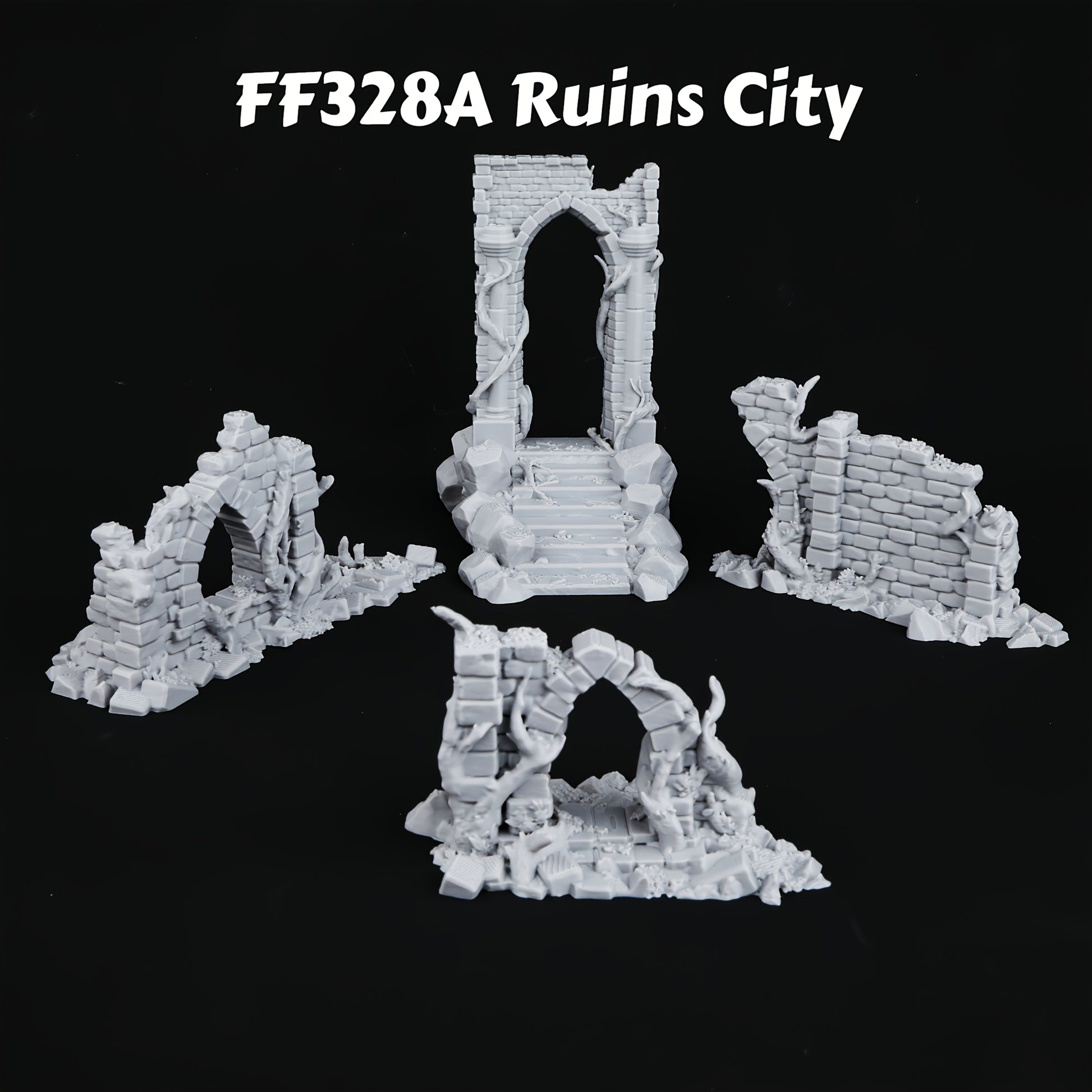1 Set 28mm RPG Terrain Archway, Walls, and Tower Ruins