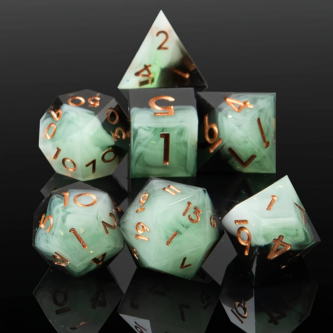 Two-Tone Polyhedral Dice Collection – 7-Piece Sets in Blaze Fury, Frostbite Azure, Nebula Orchid & Glacial Drift