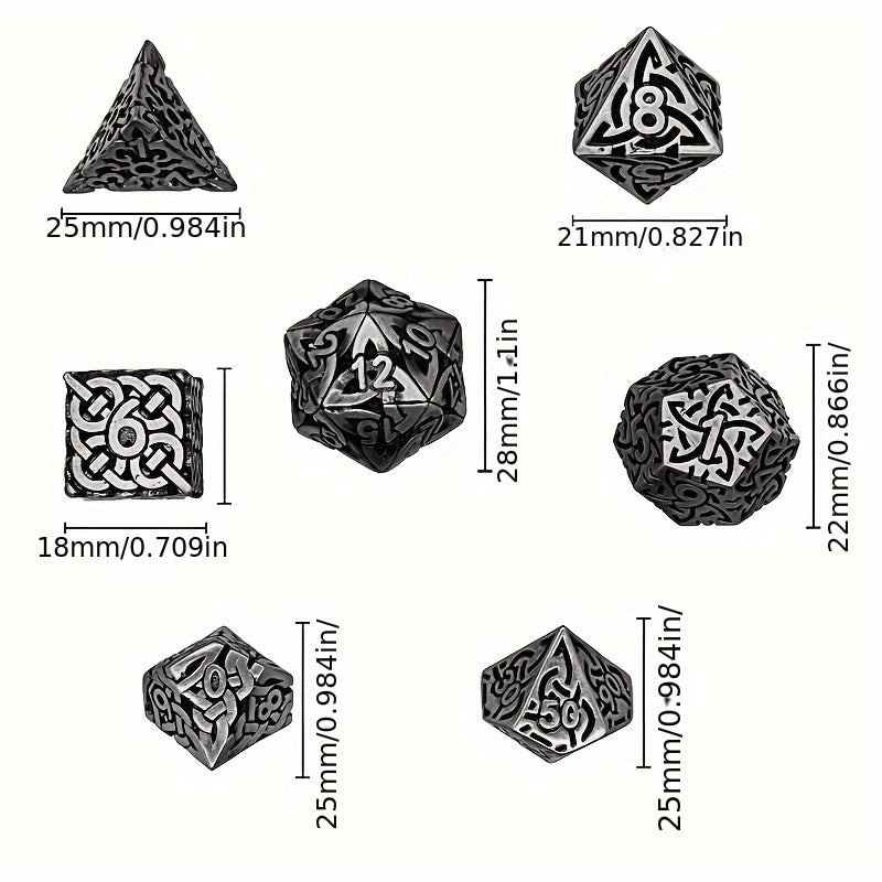 7pcs set of copper hollow metal maze dice for DND game, suitable for Dungeons and Dragons RPG MTG board game D&D Pathfinder and mathematics teaching. Hollow woven dice D20 D12 D10 D% D8 D6 D4