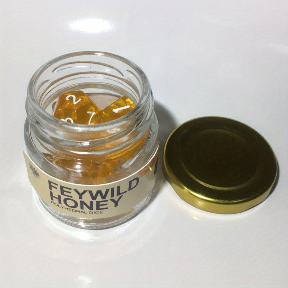 Fey Wild Honey 7pc Dice Set with Labeled Jar