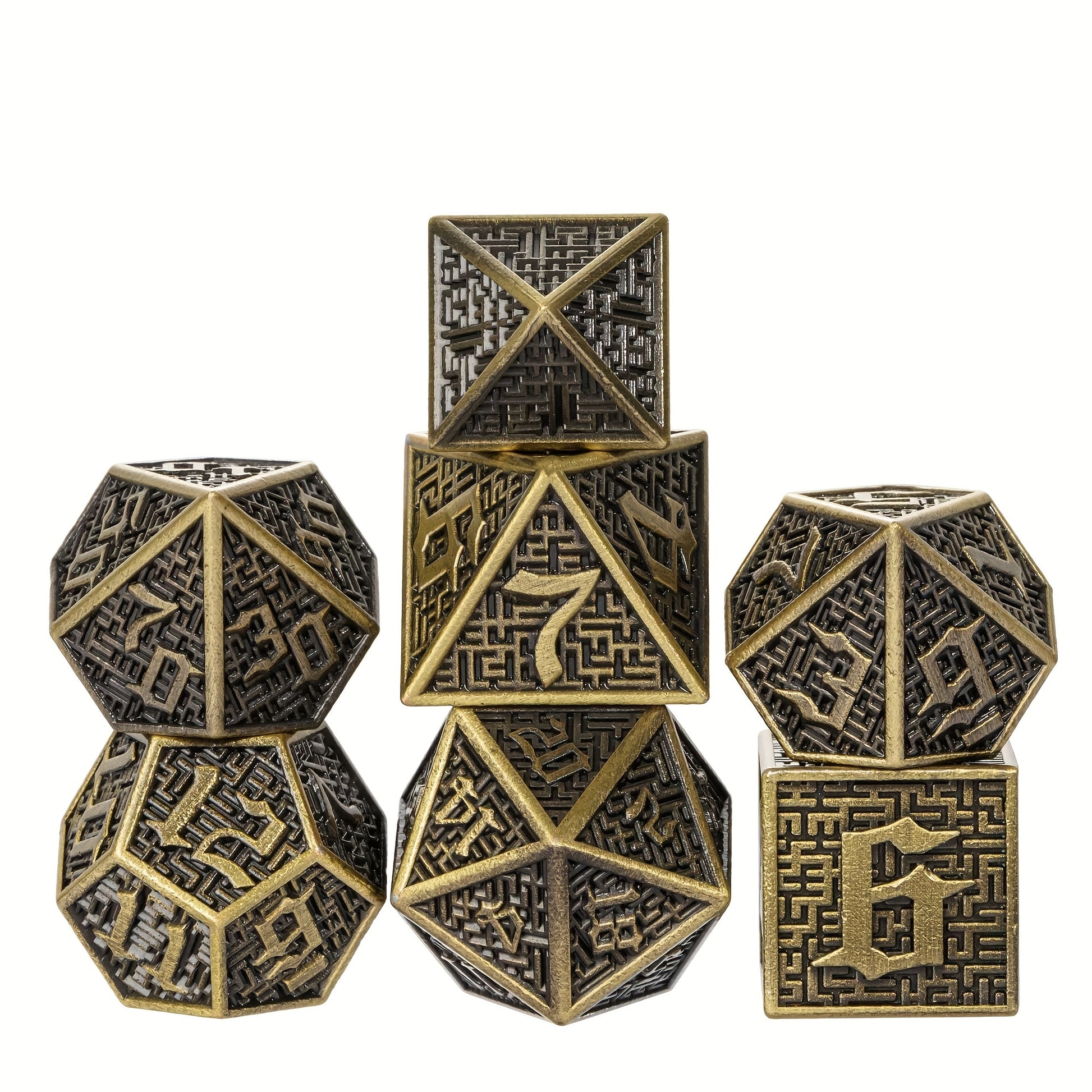 Wizard School House Colors Polyhedral Metal Dice Set – 15 Austere Variants with Gold & Silver Accents (7-Piece)