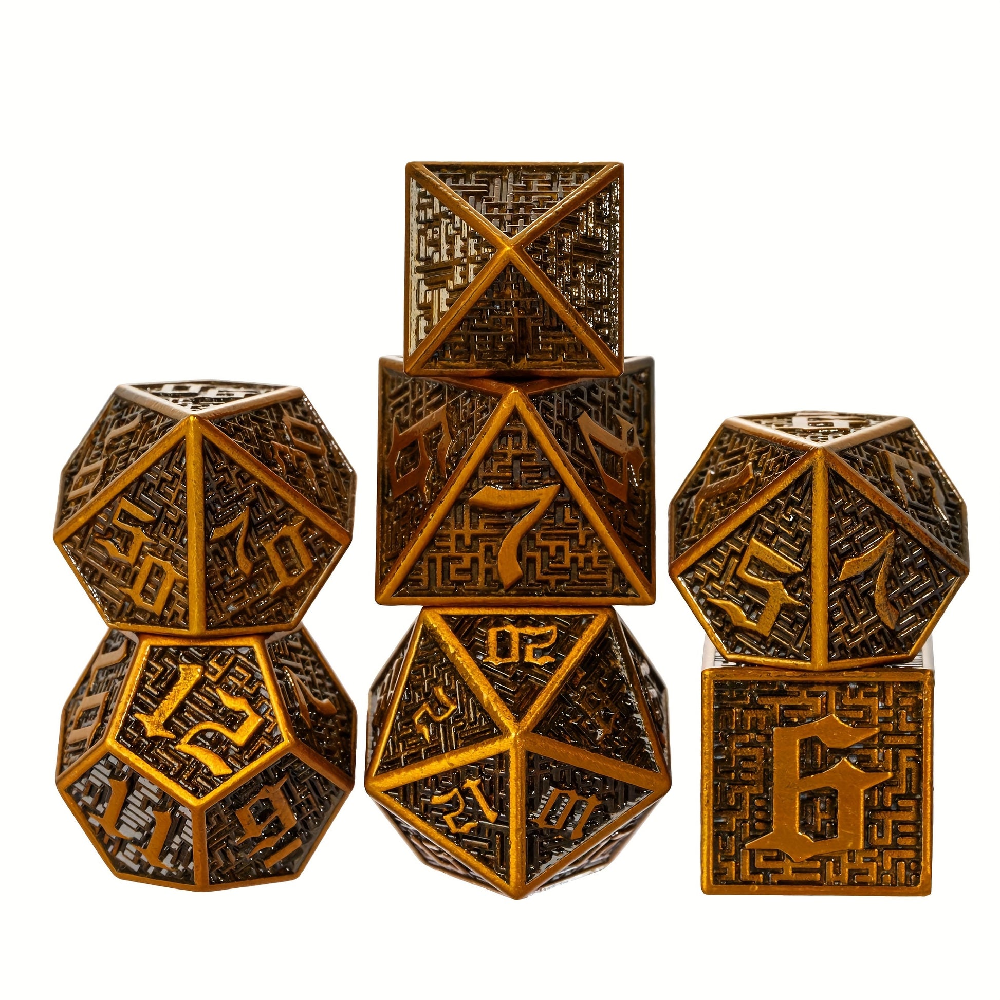 Wizard School House Colors Polyhedral Metal Dice Set – 15 Austere Variants with Gold & Silver Accents (7-Piece)