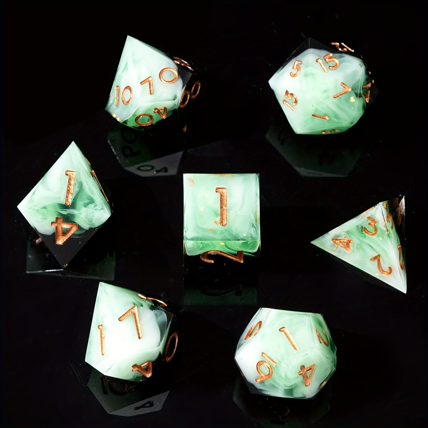 Two-Tone Polyhedral Dice Collection – 7-Piece Sets in Blaze Fury, Frostbite Azure, Nebula Orchid & Glacial Drift