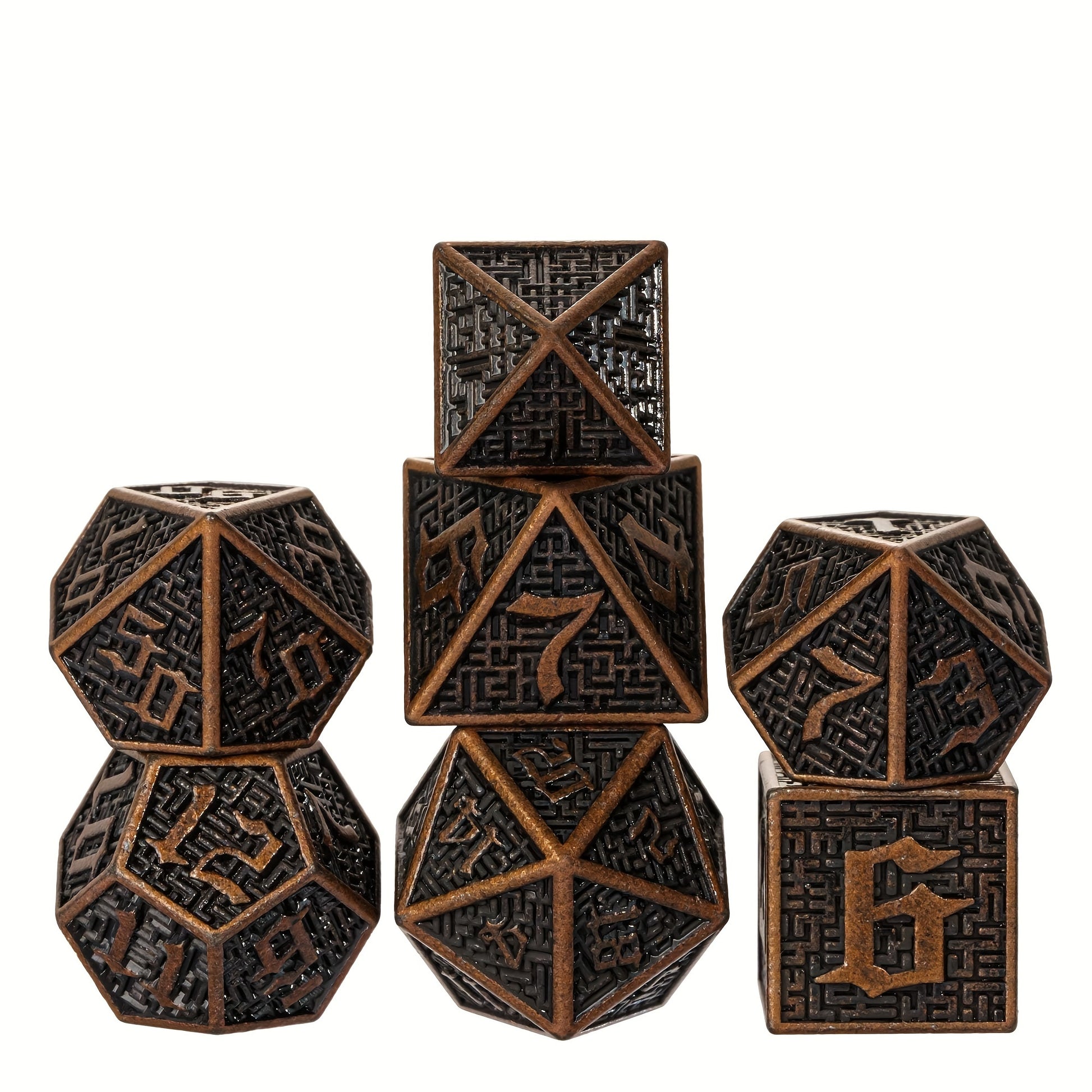 Wizard School House Colors Polyhedral Metal Dice Set – 15 Austere Variants with Gold & Silver Accents (7-Piece)
