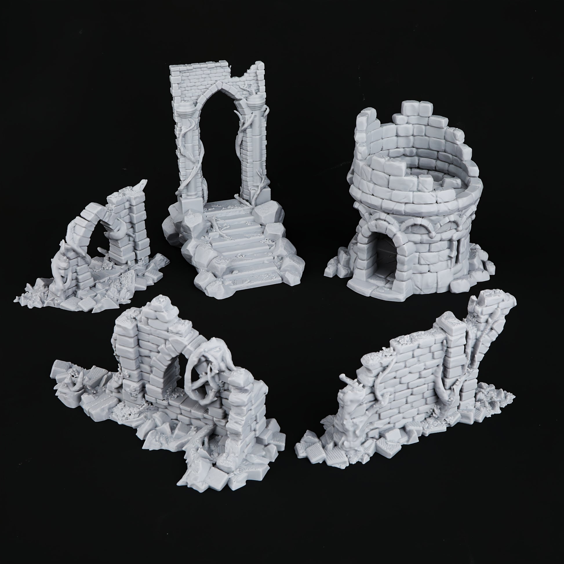 1 Set 28mm RPG Terrain Archway, Walls, and Tower Ruins