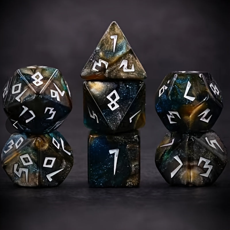 Cosmic Vista Polyhedral Dice Set – Night Sky Blanket, Galactic Plane, Nebulous Ocean (7-Piece)