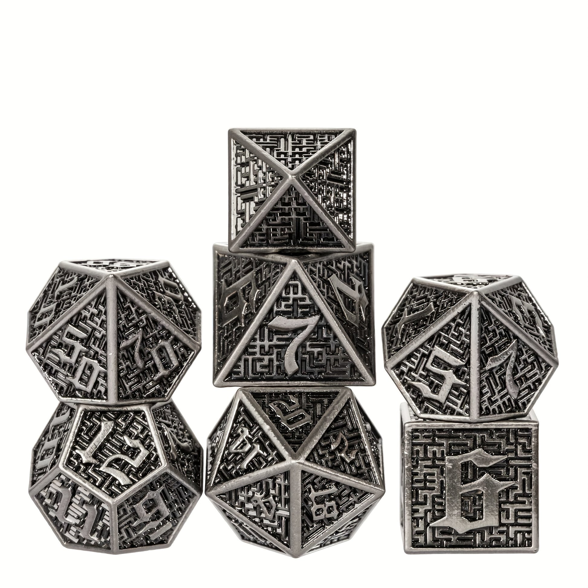 Wizard School House Colors Polyhedral Metal Dice Set – 15 Austere Variants with Gold & Silver Accents (7-Piece)