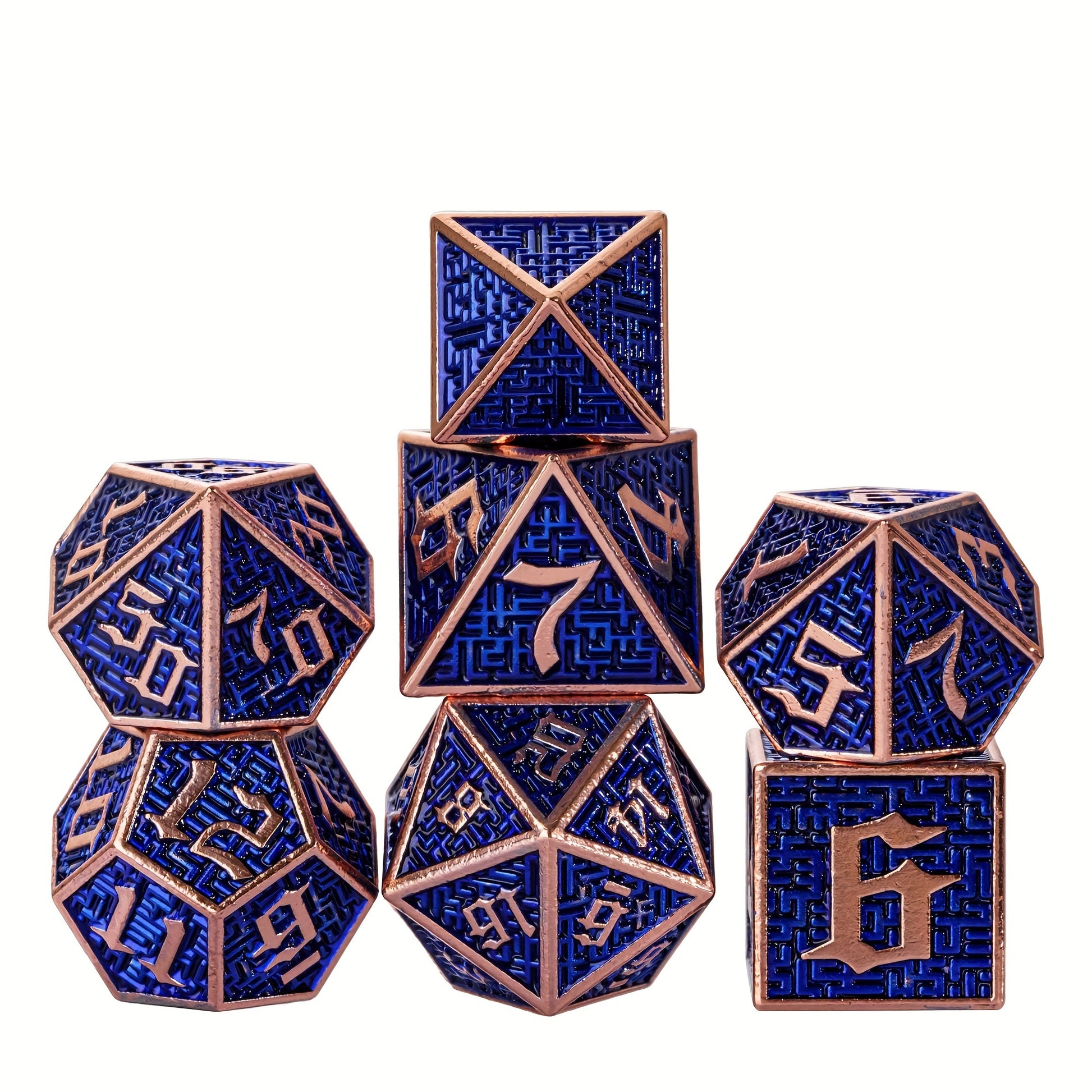 Wizard School House Colors Polyhedral Metal Dice Set – 15 Austere Variants with Gold & Silver Accents (7-Piece)