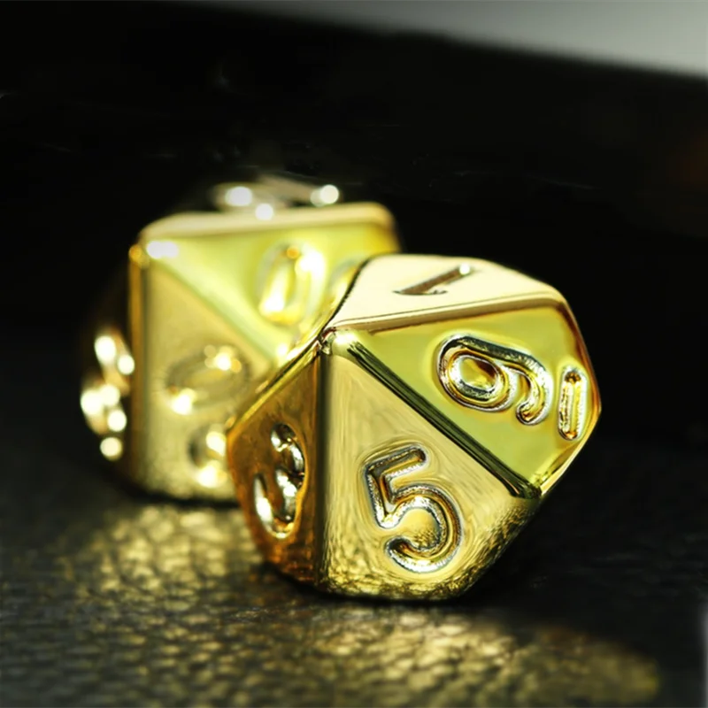 Gold-Plated Polyhedral Dice Set – Premium RPG Dice (7-Piece)