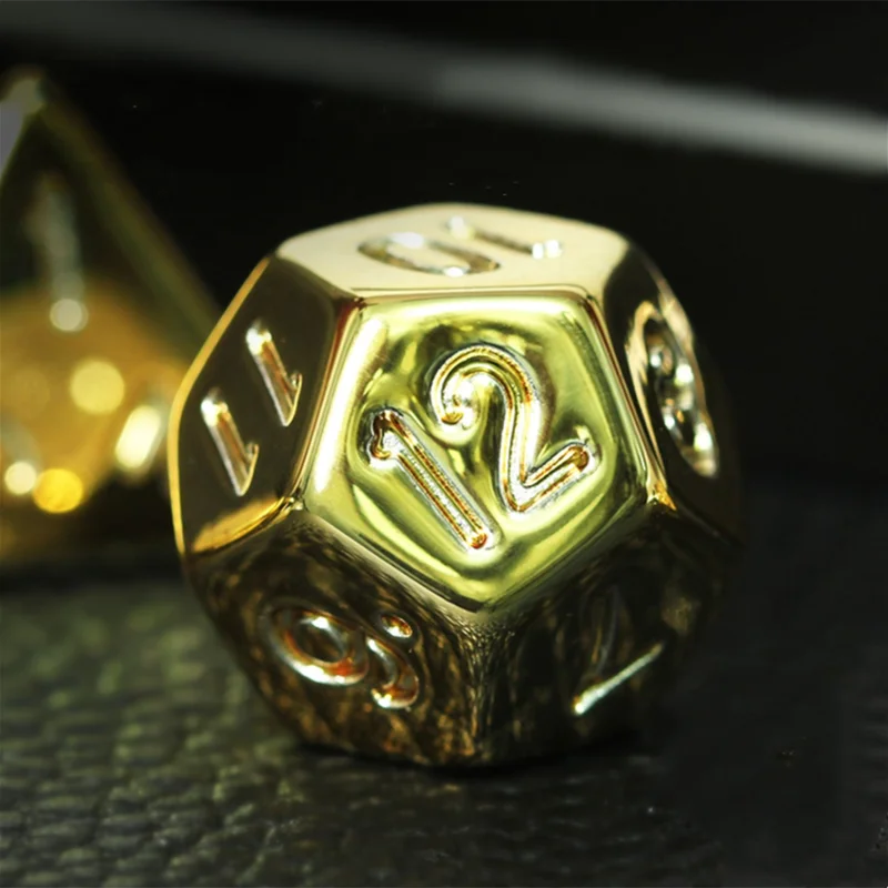 Gold-Plated Polyhedral Dice Set – Premium RPG Dice (7-Piece)