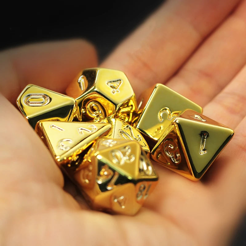 Gold-Plated Polyhedral Dice Set – Premium RPG Dice (7-Piece)
