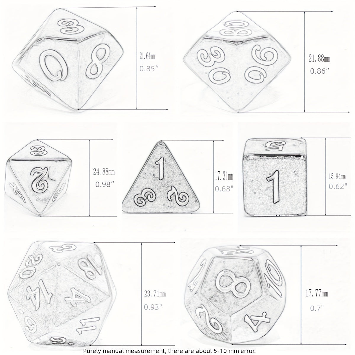 7-Piece Polyhedral Hot Pink Metal DND Dice Set
