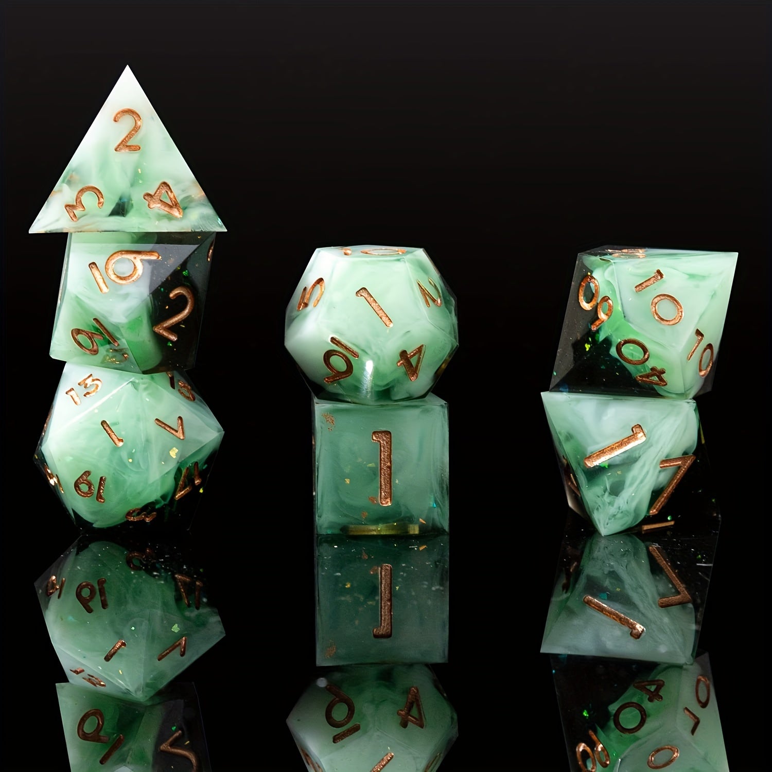 Two-Tone Polyhedral Dice Collection – 7-Piece Sets in Blaze Fury, Frostbite Azure, Nebula Orchid & Glacial Drift