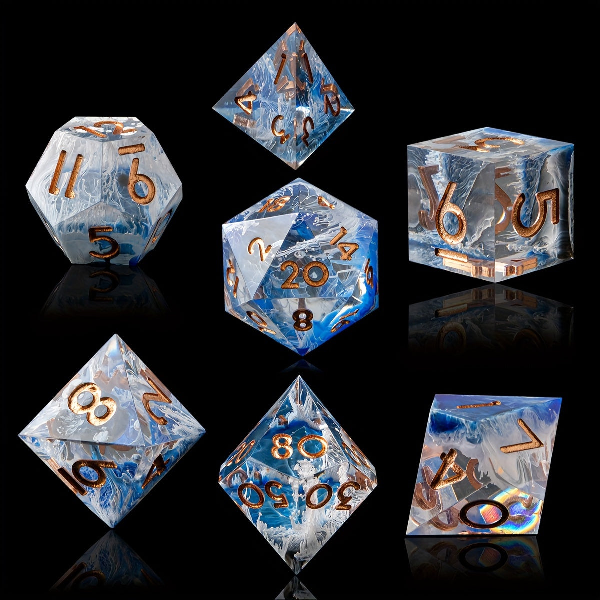 Shallow Seas – Sunlit Waves Polyhedral Dice Set (7-Piece)