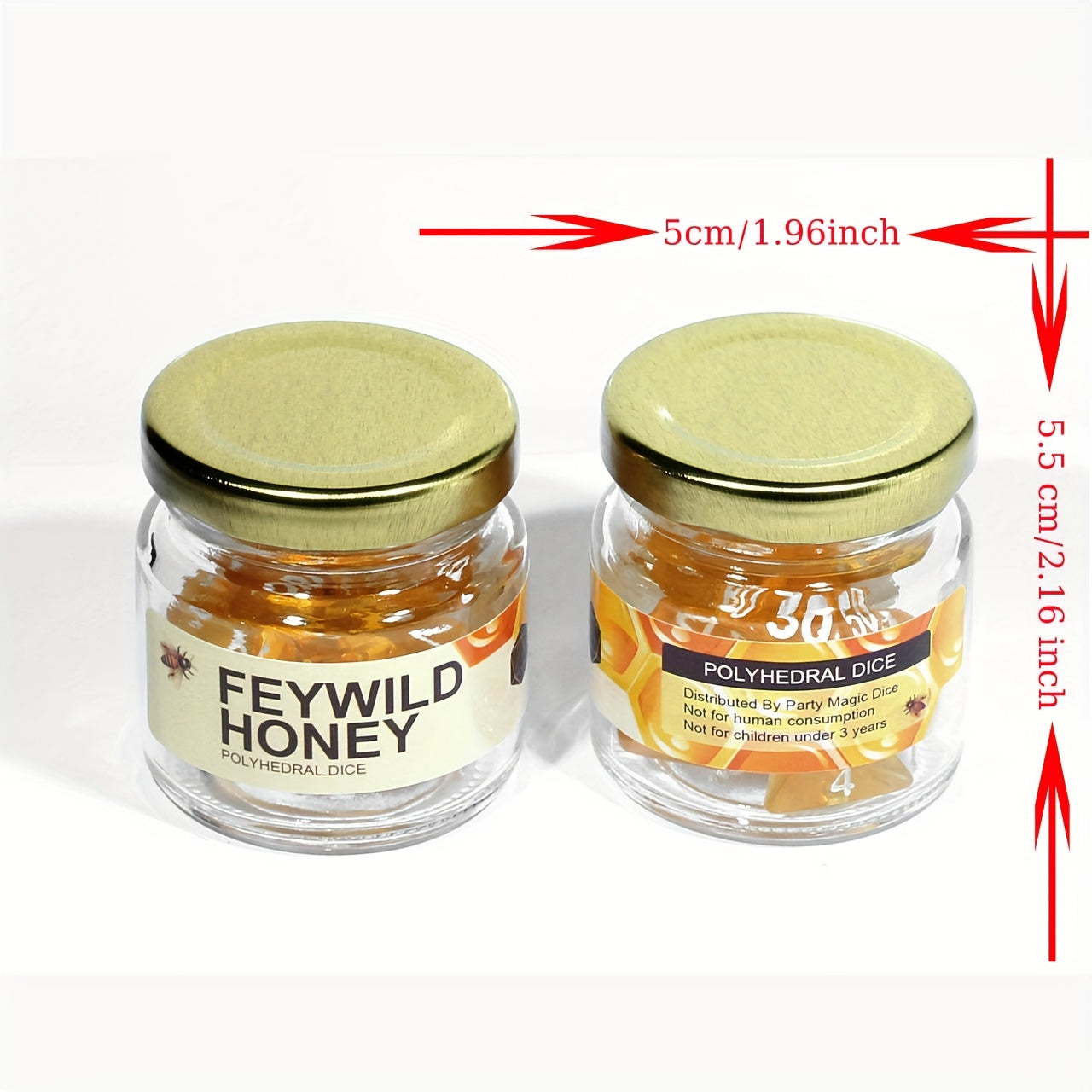 Fey Wild Honey 7pc Dice Set with Labeled Jar