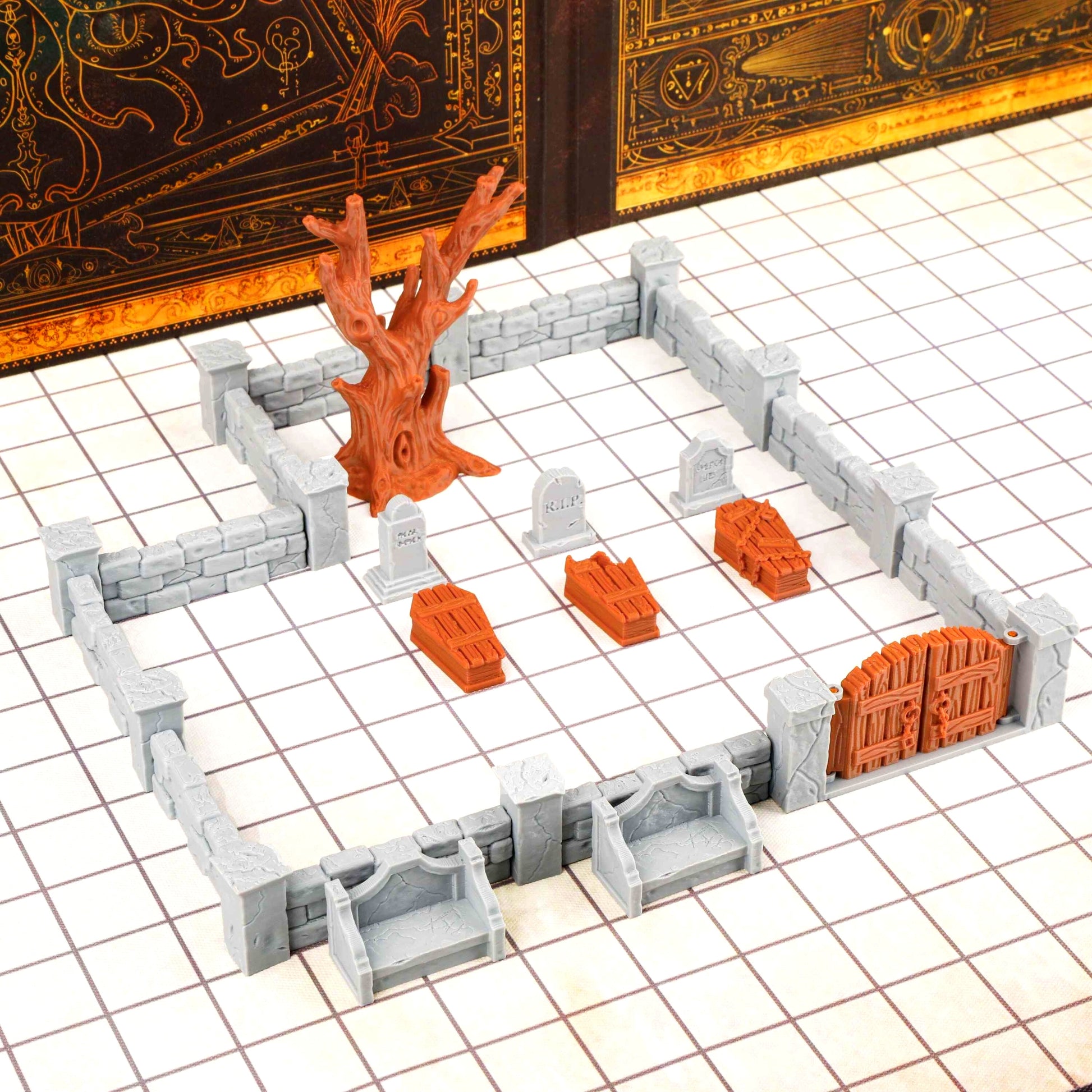 DnD Miniature Graveyard Terrain Set 28mm RPG Building Kit