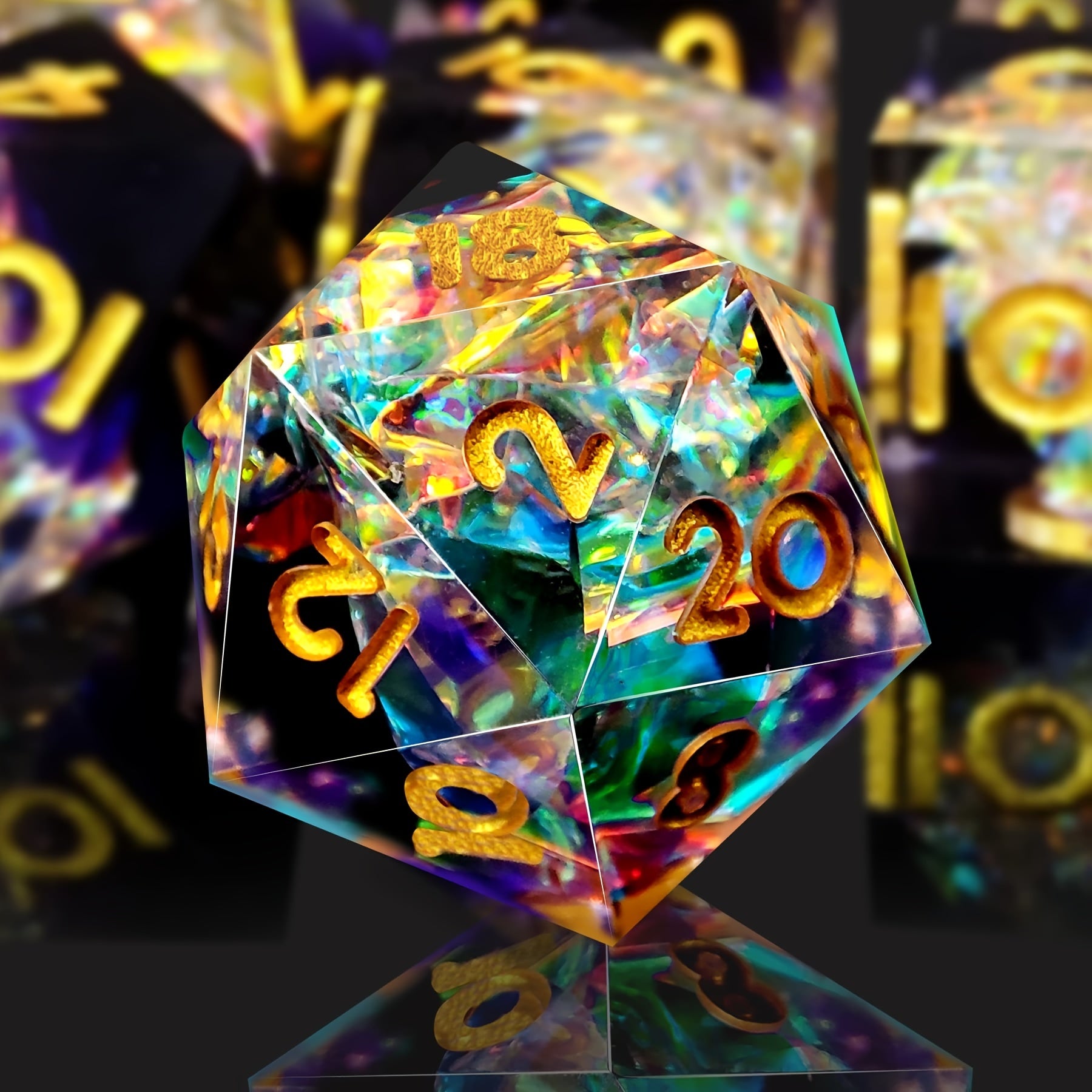 Two-Tone Polyhedral Dice Collection – 7-Piece Sets in Blaze Fury, Frostbite Azure, Nebula Orchid & Glacial Drift