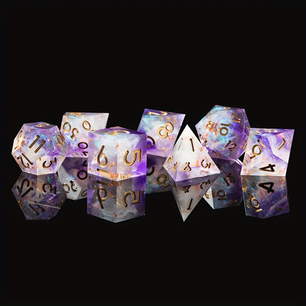Two-Tone Polyhedral Dice Collection – 7-Piece Sets in Blaze Fury, Frostbite Azure, Nebula Orchid & Glacial Drift