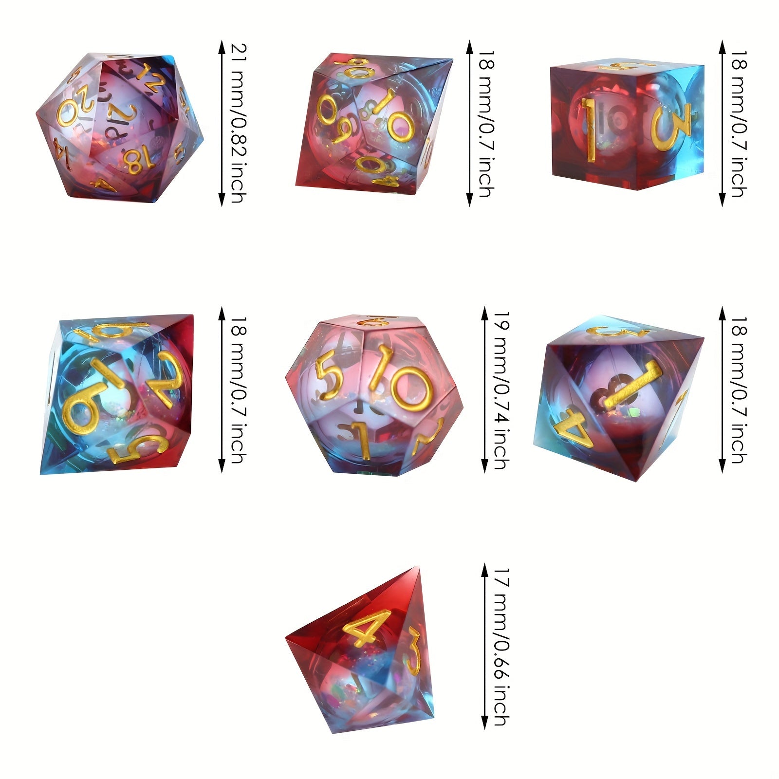 Quicksand Premium Liquid Core 7pcs Polyhedral DND Dice Set