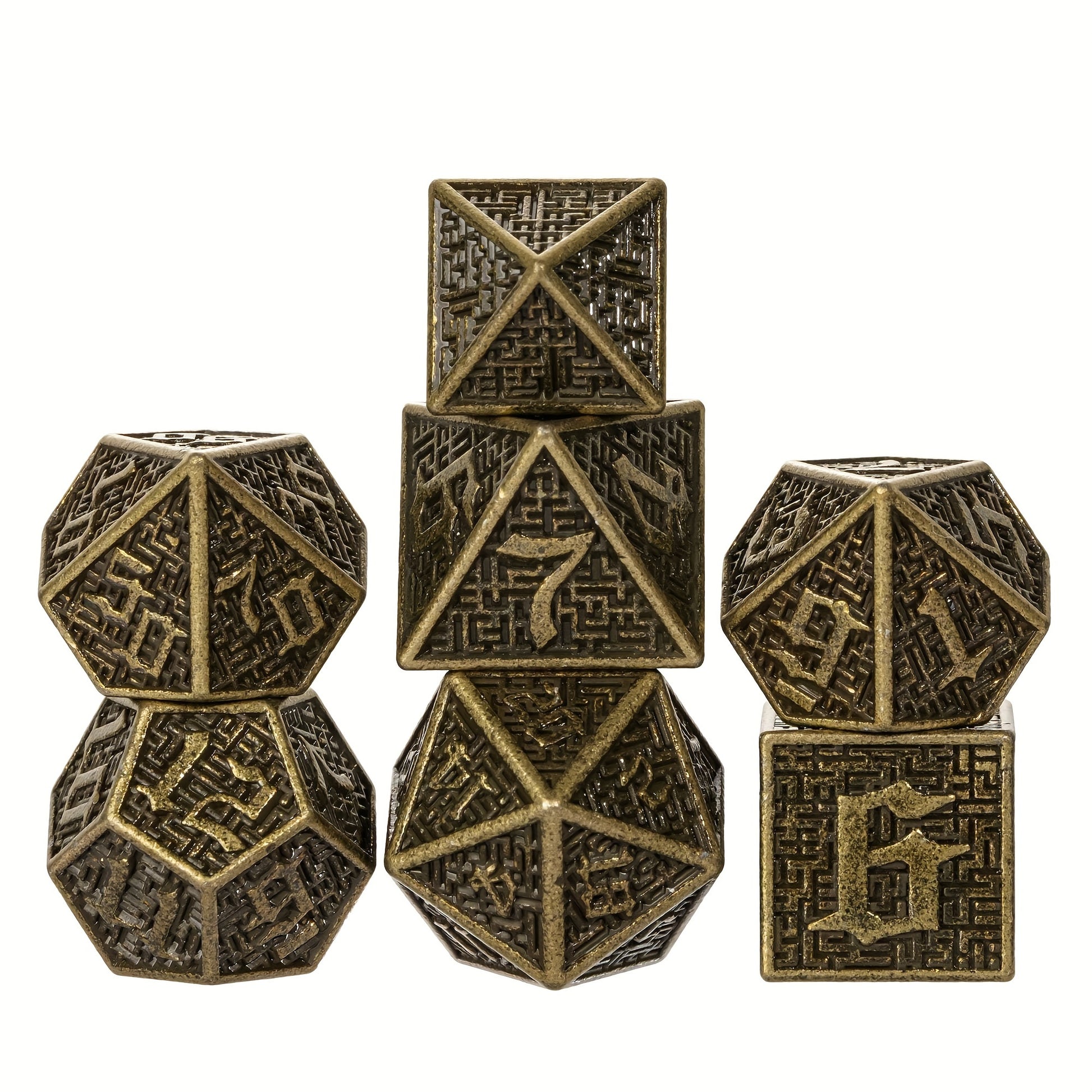 Wizard School House Colors Polyhedral Metal Dice Set – 15 Austere Variants with Gold & Silver Accents (7-Piece)