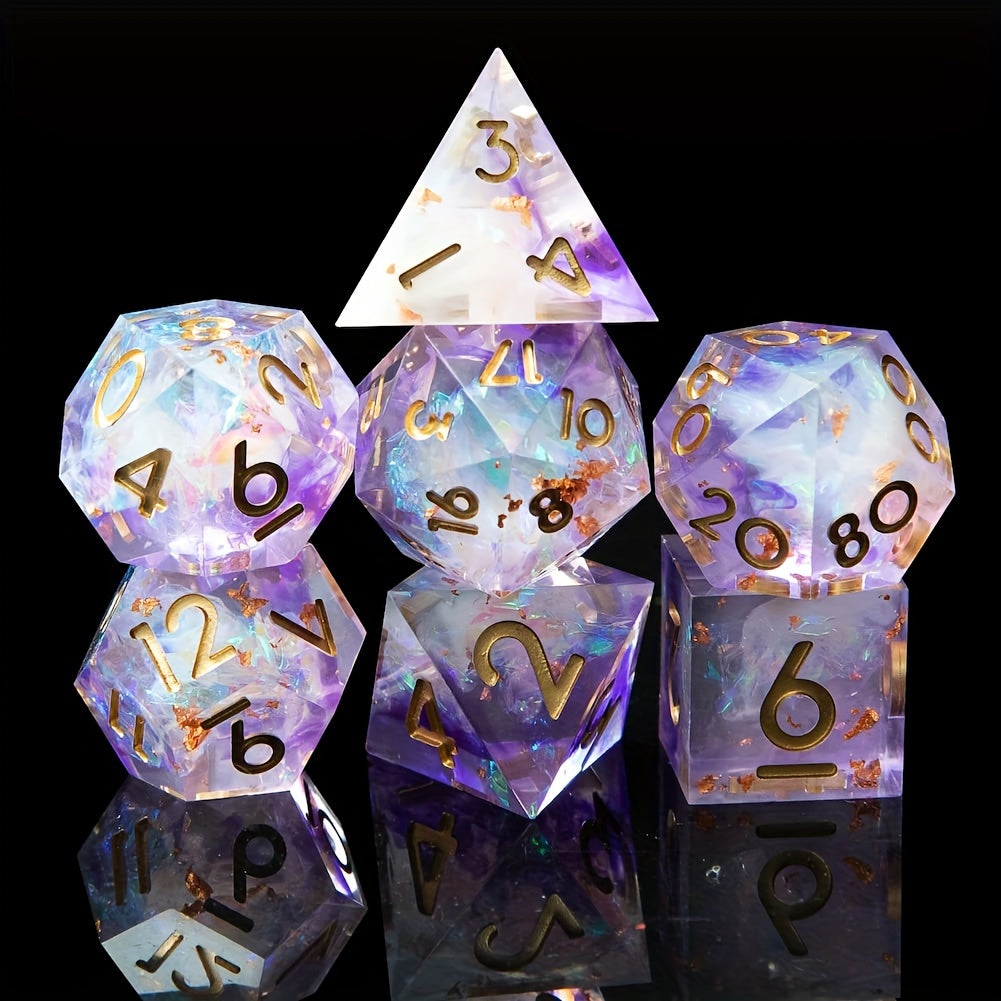 Two-Tone Polyhedral Dice Collection – 7-Piece Sets in Blaze Fury, Frostbite Azure, Nebula Orchid & Glacial Drift