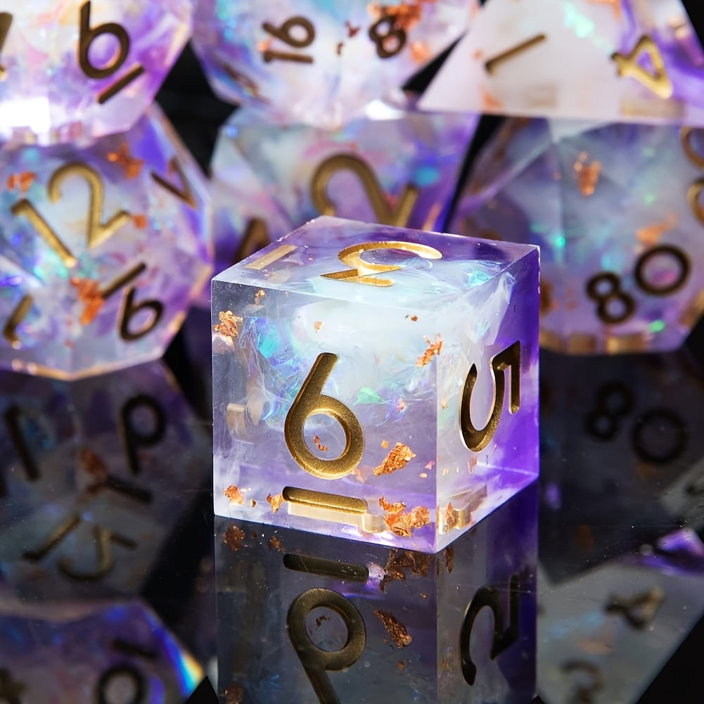 Two-Tone Polyhedral Dice Collection – 7-Piece Sets in Blaze Fury, Frostbite Azure, Nebula Orchid & Glacial Drift