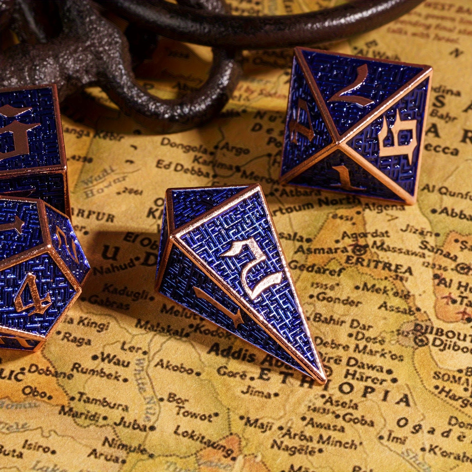 Wizard School House Colors Polyhedral Metal Dice Set – 15 Austere Variants with Gold & Silver Accents (7-Piece)