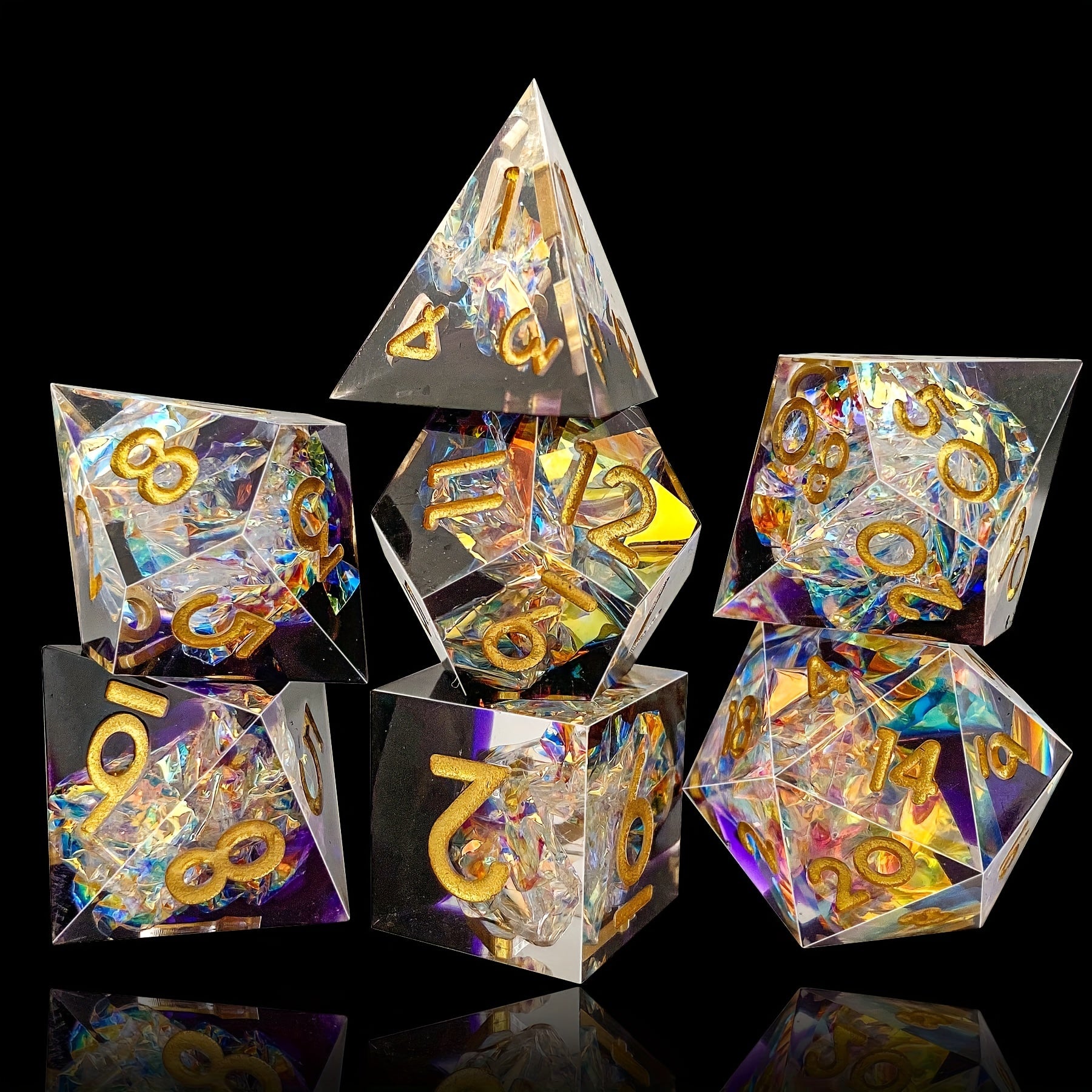 Two-Tone Polyhedral Dice Collection – 7-Piece Sets in Blaze Fury, Frostbite Azure, Nebula Orchid & Glacial Drift